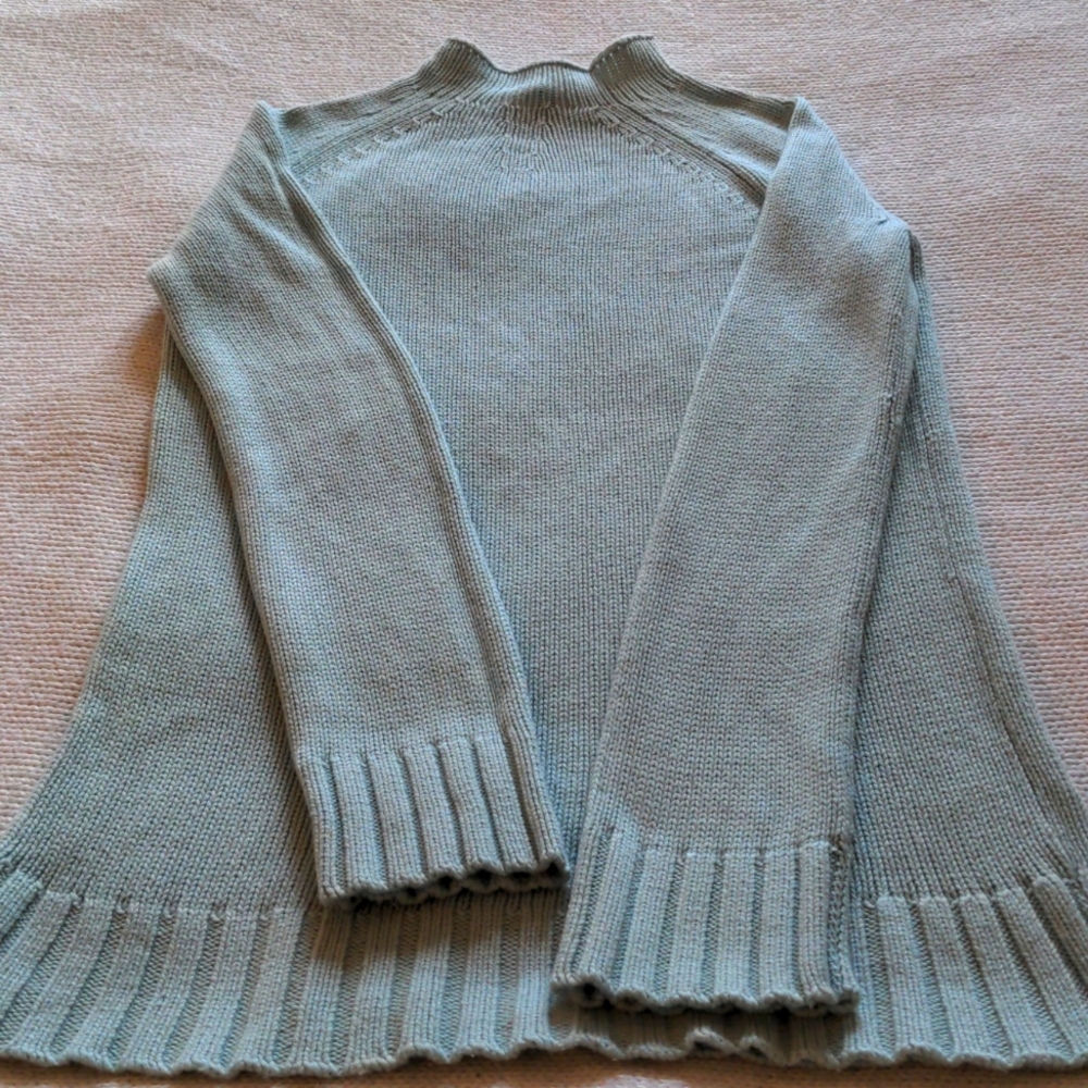 New Saks Fifth Ave Real Clothes aqua turtle neck long sweater  P  Silk/cashmere